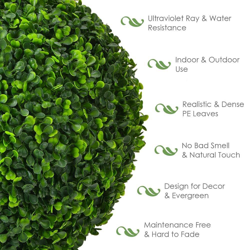 Costway 2 PCS 15.7'' Artificial Boxwood Topiary Balls UV Protected Indoor Outdoor