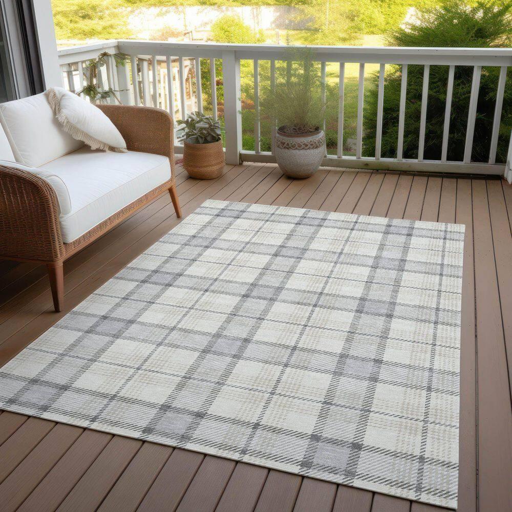 Machine Washable Indoor/Outdoor Chayden ACN1052 Silver Rug