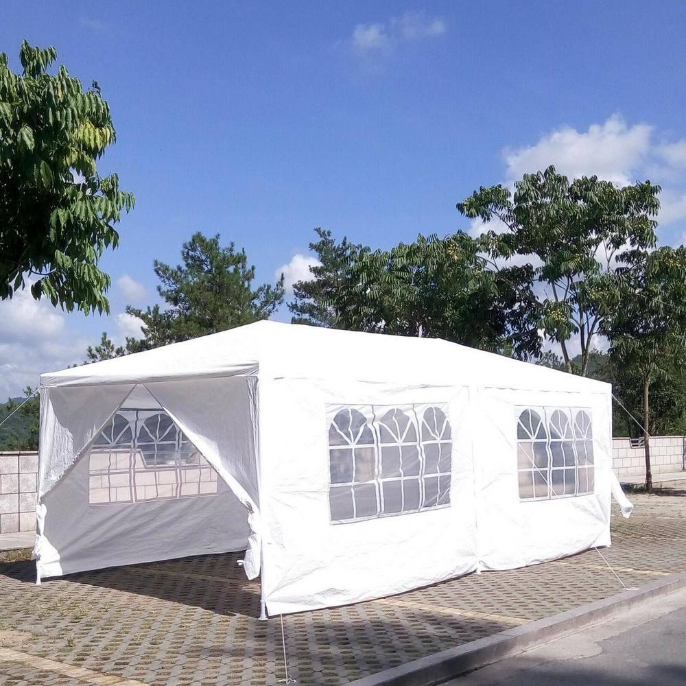 ZENSTYLE Gazebo Party Outdoor Tent in White,10 x 20' with 6 Side Walls Wedding Canopy Cater Events