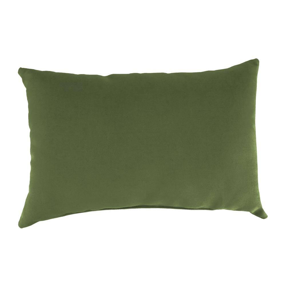Jordan Manufacturing 18" x 12" Green Solid Outdoor Lumbar Throw Pillow (Set of 2)