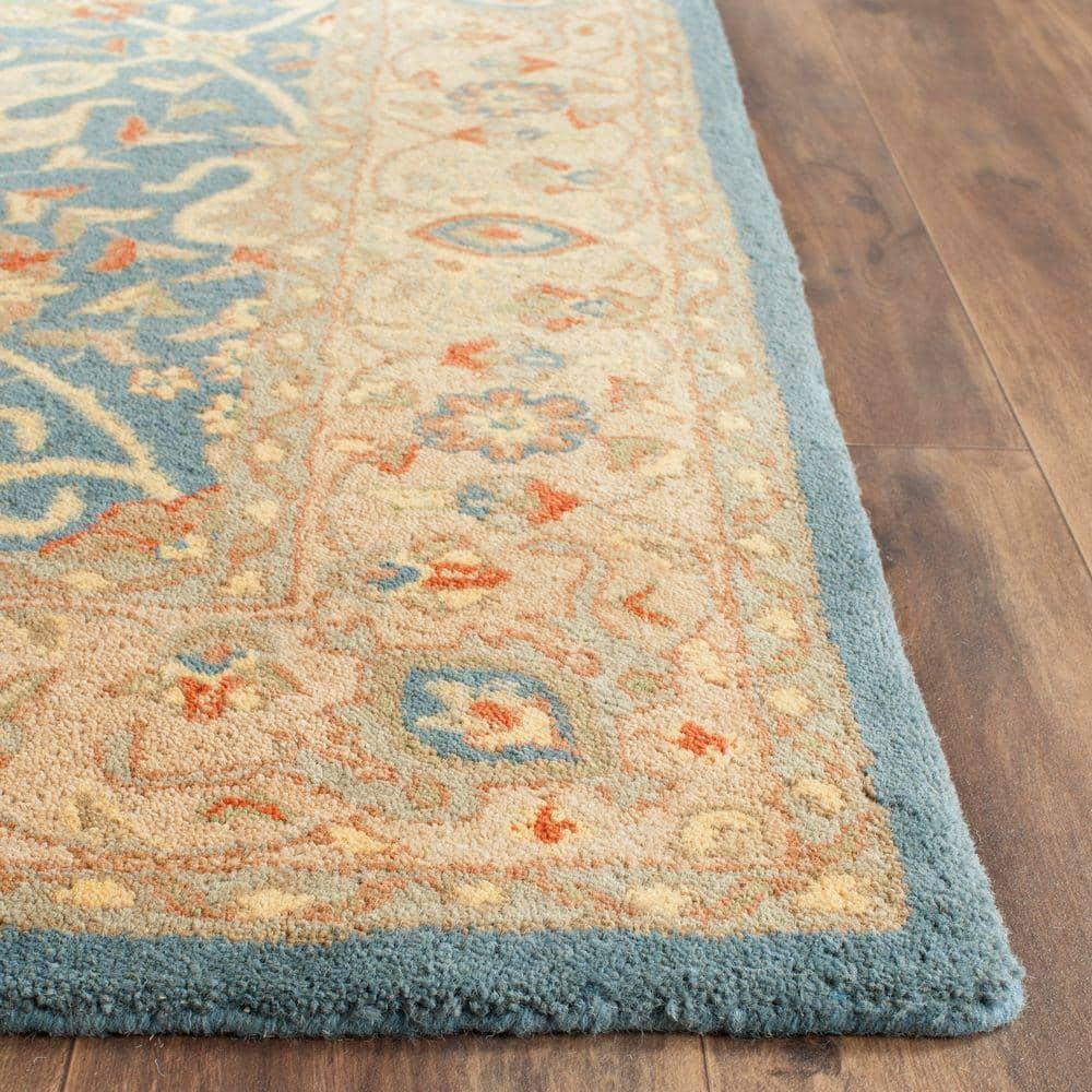 Handmade Blue Wool Tufted Oriental Accent Rug 27" x 4"