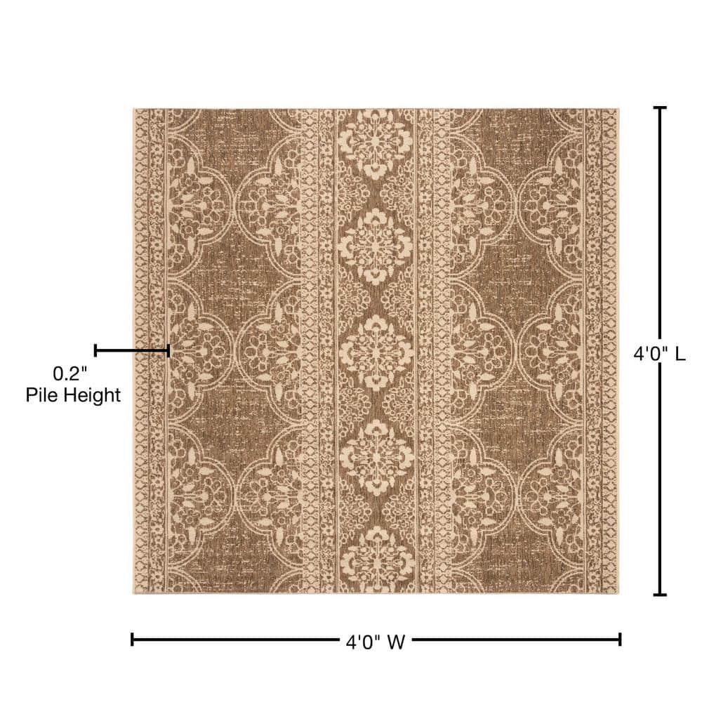 Beach House BHS174 POWER LOOMED Indoor/Outdoor Area Rug - Cream/Beige - 4'x4' - Safavieh