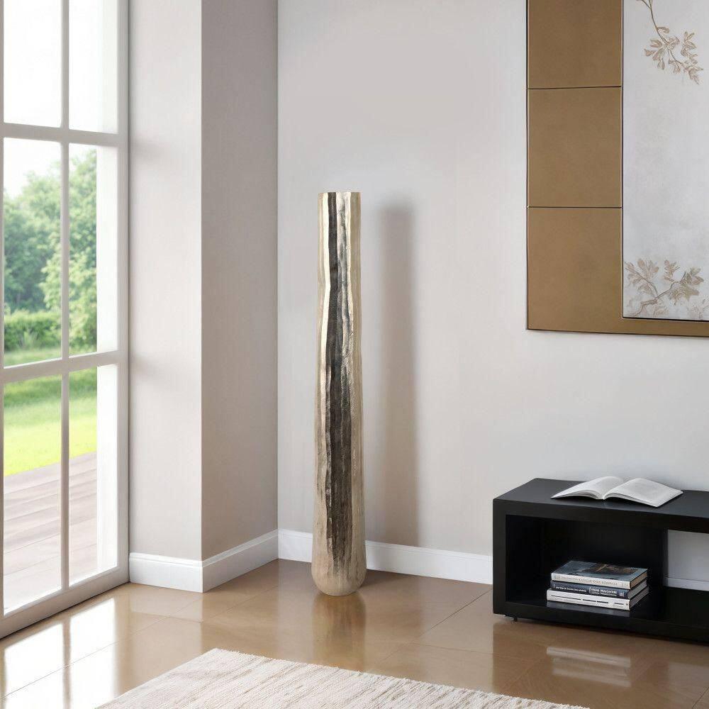 Sagebrook Home 58" Rounded Etched Metal Floor Vase, Silver | Perigold