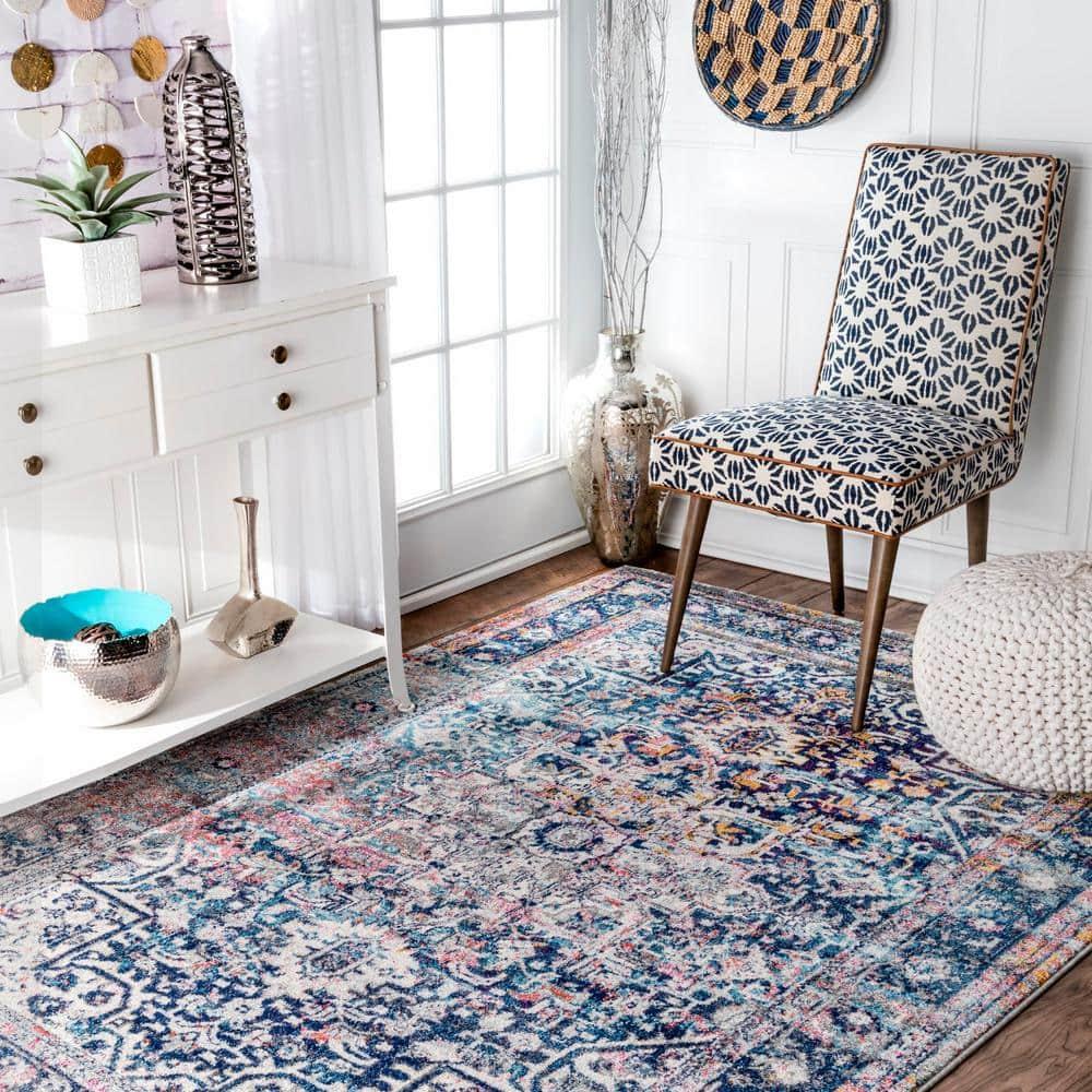 Nuloom Lilah Medallion 7x9 Indoor Area Rug for Living Room Bedroom Dining Room Kitchen, Blue/Multicolor