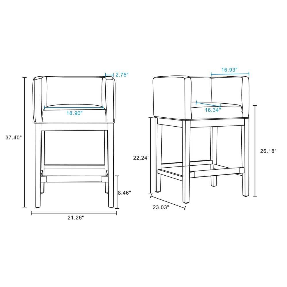Set of 3 Kingsley Upholstered Beech Wood Counter Height Barstools Camel - Manhattan Comfort