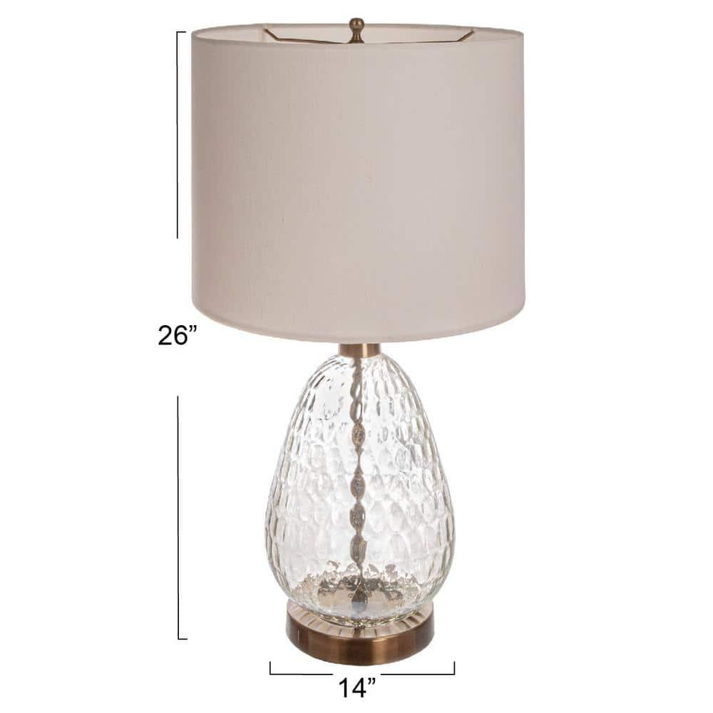 Storied Home Textured Glass Base Table Lamp: Antique Bronze, UL Listed, 26" Height
