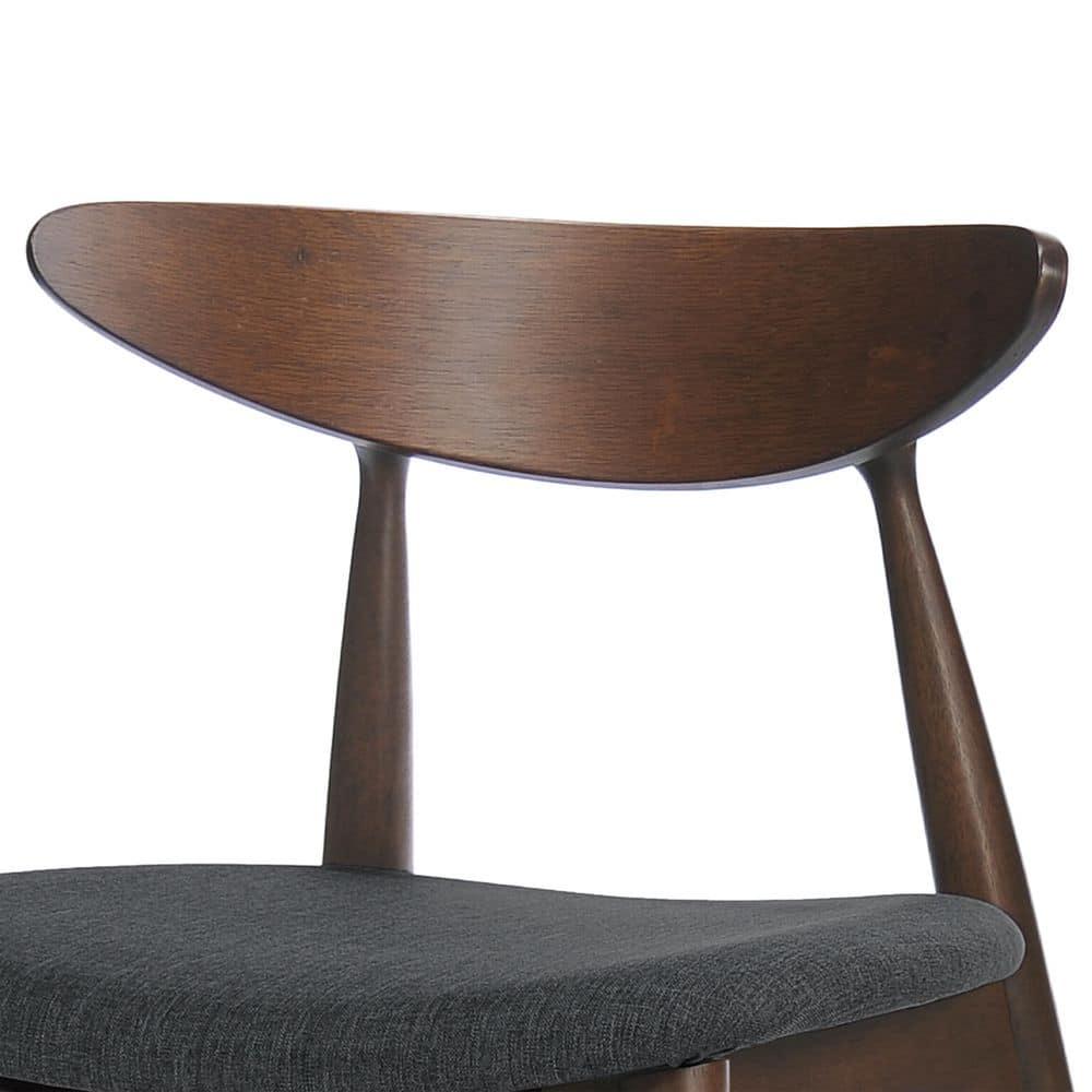 Christopher Knight Home Barron Mid Century Modern Rubberwood Fabric Upholstered Dining Chairs (Set of 2), Charcoal/Walnut