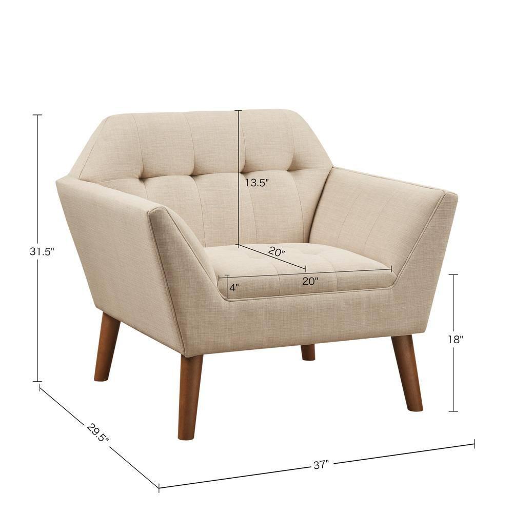 Newport Lounge Chair Beige - Ink+Ivy: Polyester Upholstered, Wood Legs, Foam Cushion, Spot Clean