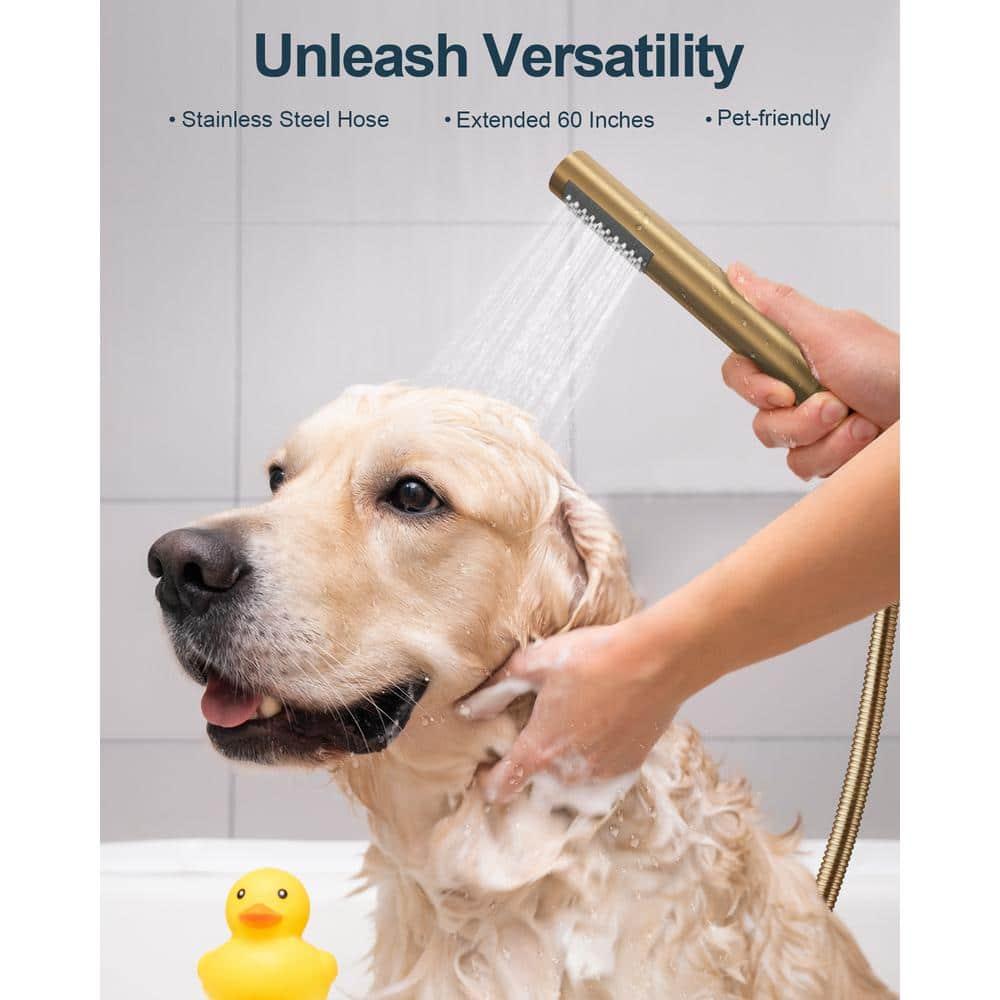 GRANDJOY Complete Shower System, 10" and 6" Dual Wall Mount Rain Shower Faucets with Handheld Shower Spray, High Pressure in Brushed Gold