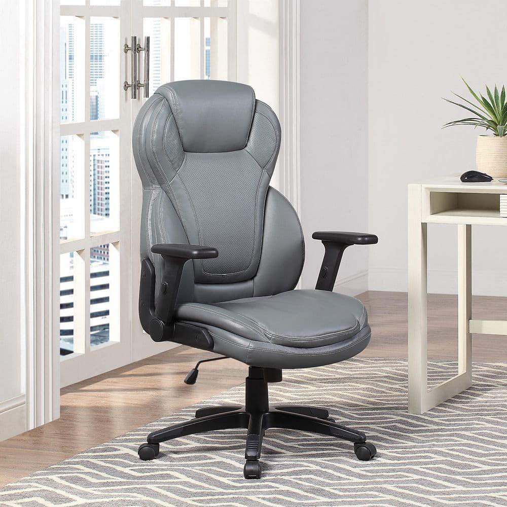Executive High Back Gray Bonded Leather Office Chair