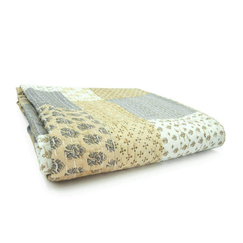 Rajani Home Advika Handmade Kantha Cotton Throw Blanket