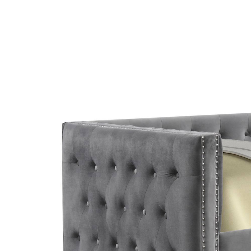 Best Master Furniture Nikora 86" Tufted Fabric Daybed with Trundle in Gray