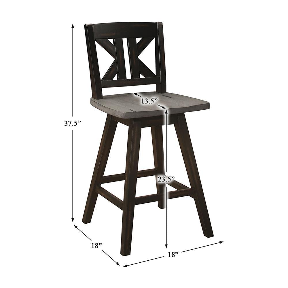 Lexicon Amsonia K-back Counter Height Dining Swivel Chair in Black (Set of 2)