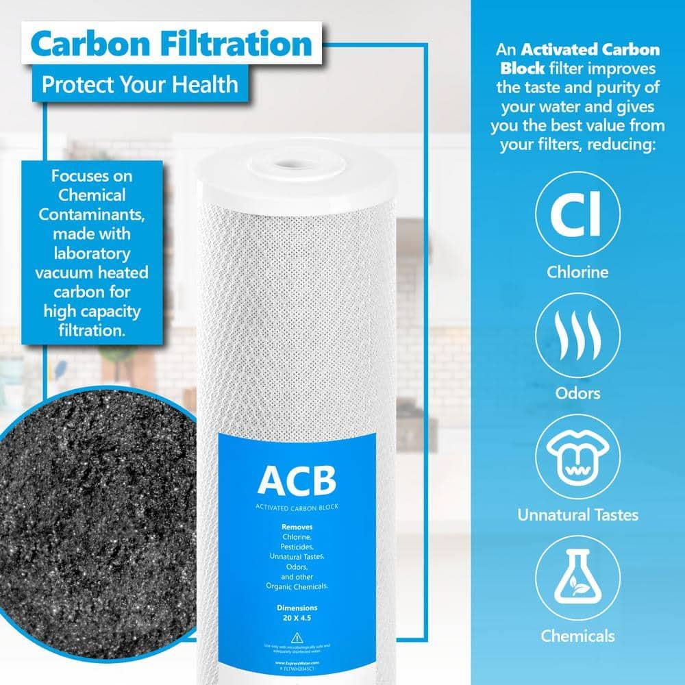 Express Water – Whole House Heavy Metal Water Filter Set – 3 Stage Filtration Replacement Kit – Sediment, Carbon Block, KDF High Capacity Cartridge – 5 Micron – 4.5” x 20” inch