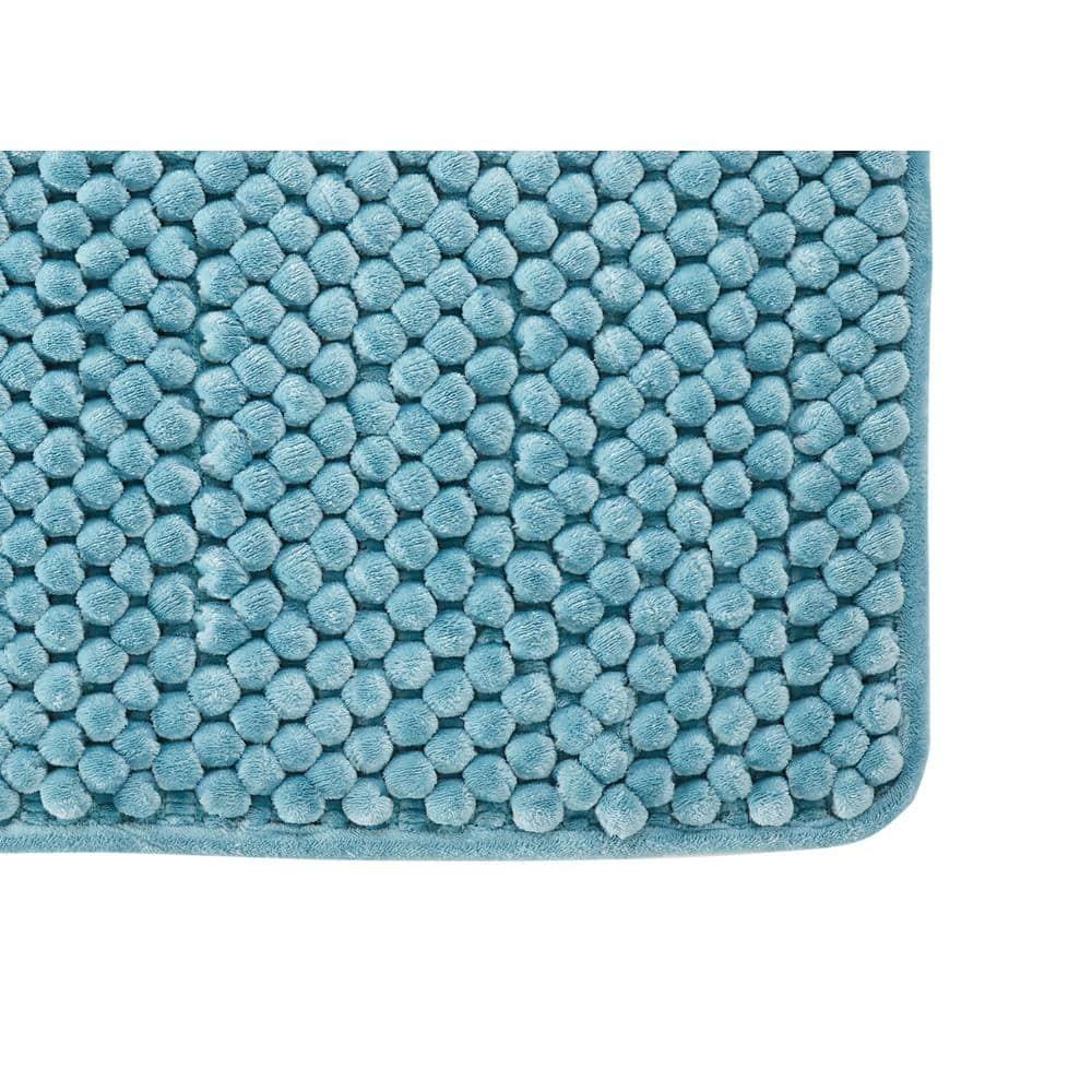 Better Trends Alma Poly-Cotton 18" x 54" Rectangle Bathroom Rug- Aqua