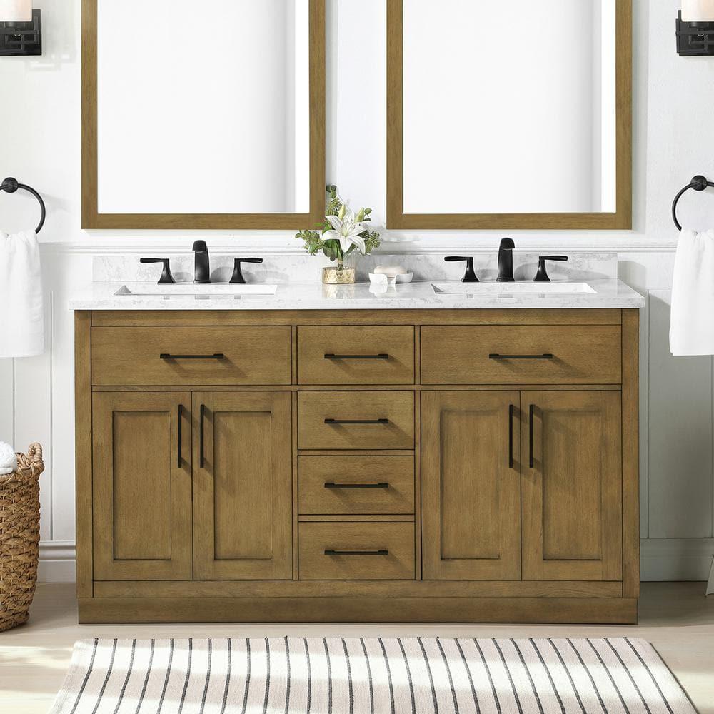 OVE Decors Athea 60 in. W Bath Vanity with Premium Countertop and Power Bar