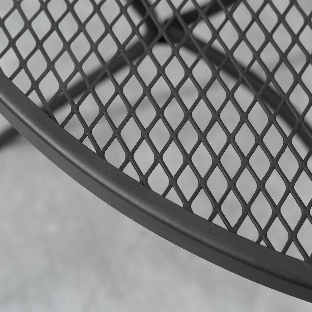 Outsunny 35" Round Patio Dining Table Steel Outside Table with Mesh Tabletop for Garden Backyard Poolside, Black