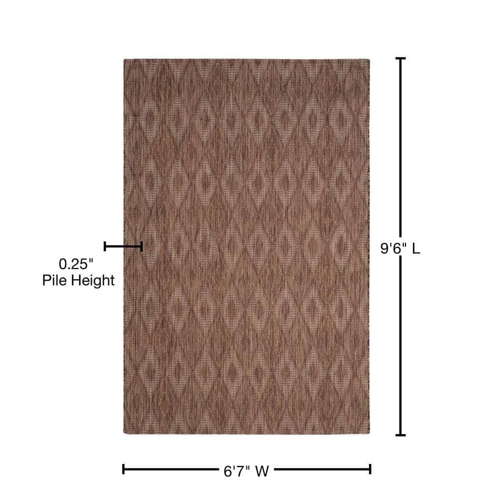 Courtyard CY8522 Power Loomed Indoor and Outdoor Area Rug - Brown/Brown - 6'7"x9'6" - Safavieh
