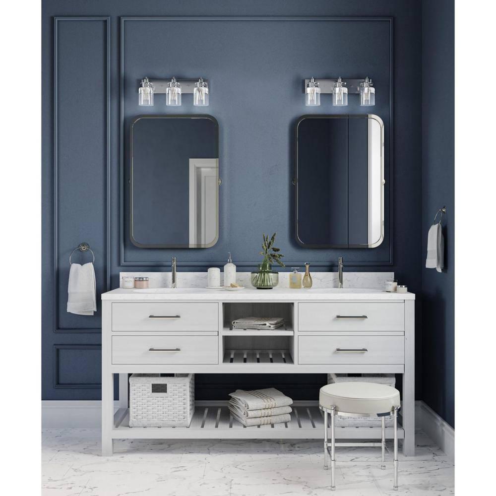 Progress Lighting Calhoun Collection 3-Light Bath & Vanity Wall Light, Brushed Nickel, Clear Glass Shade