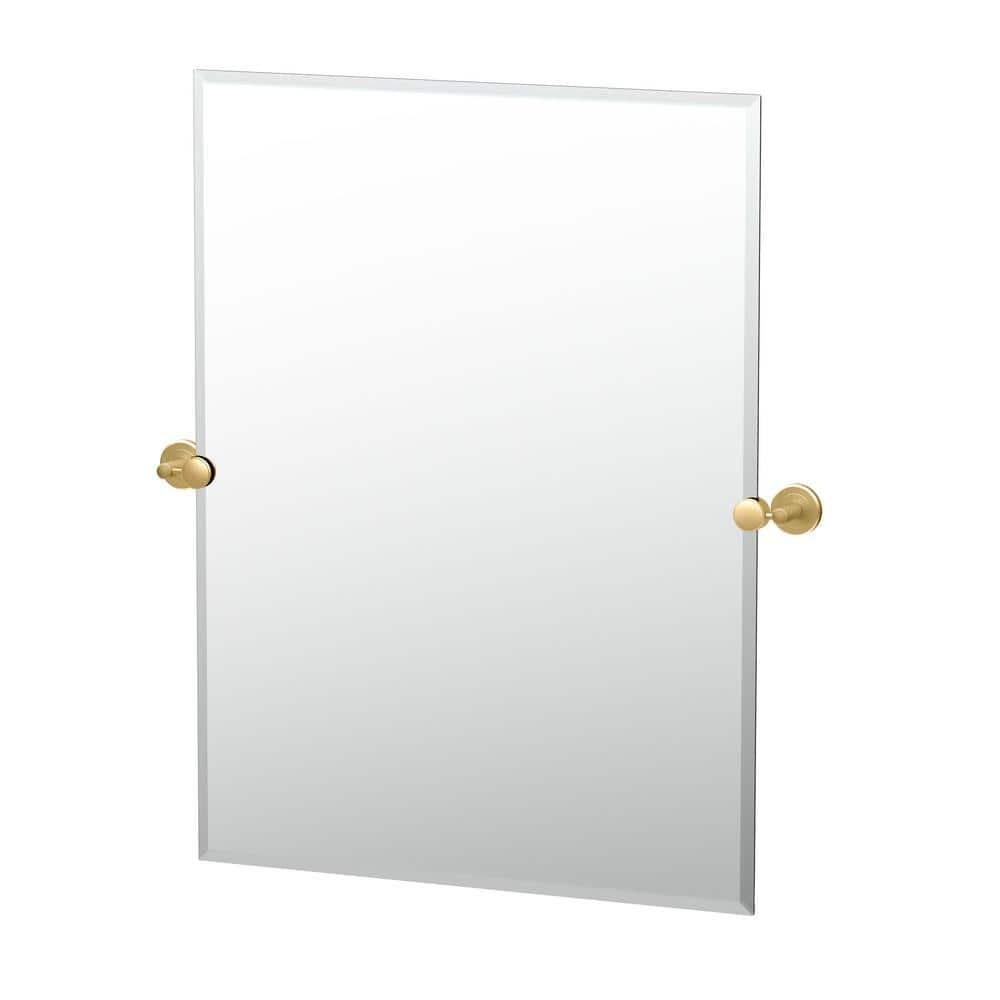 Latitude II Wall Mounted Frameless Beveled Rectangle Mirror | Pivoting Bathroom Vanity Wall Mirror