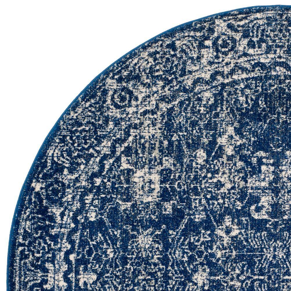Evoke EVK270 Power Loomed Accent Rug Navy / Ivory 3' X 3' Round - Safavieh.