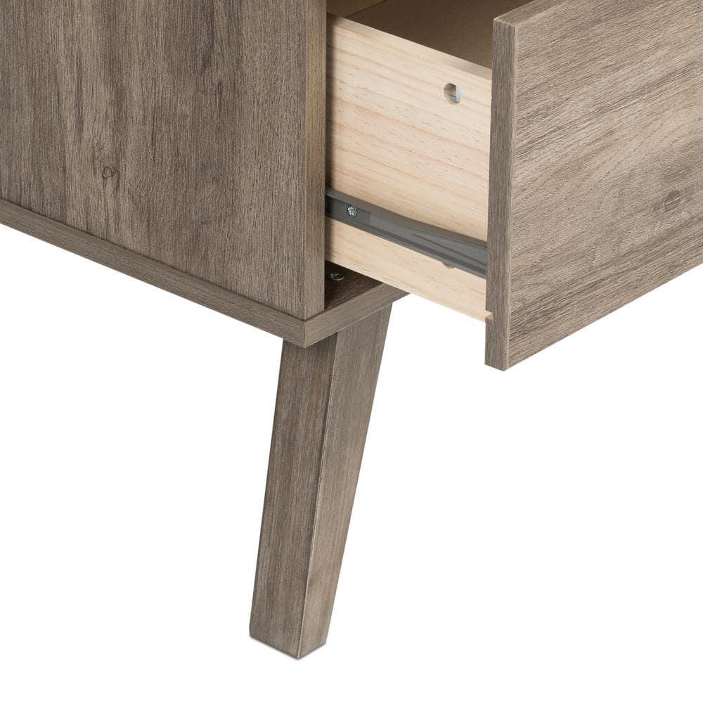 Mid-Century Modern 4 Drawer Chest Drifted Gray - Prepac: Sleek Bedroom Storage, Brass Knobs