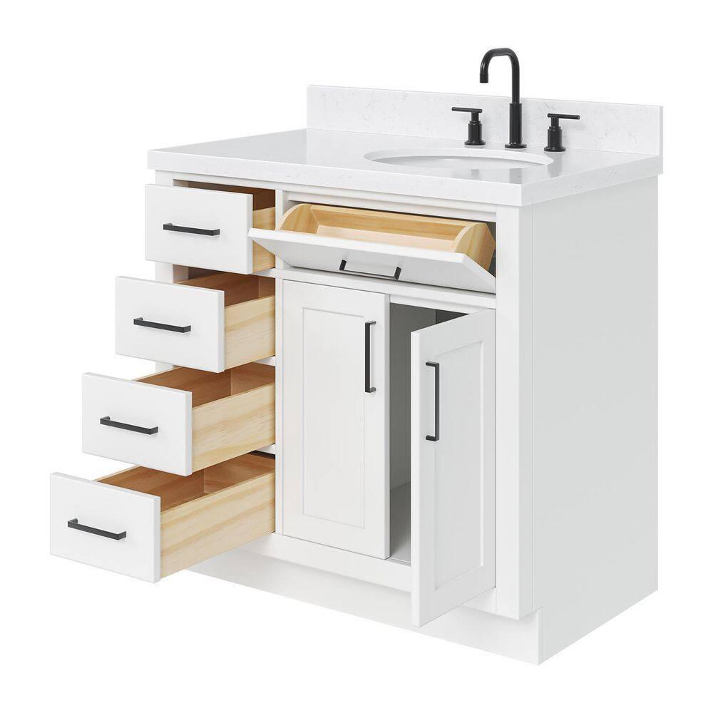 Ariel T036srcqovo Hepburn 36" Free Standing Single Basin Vanity Set - White