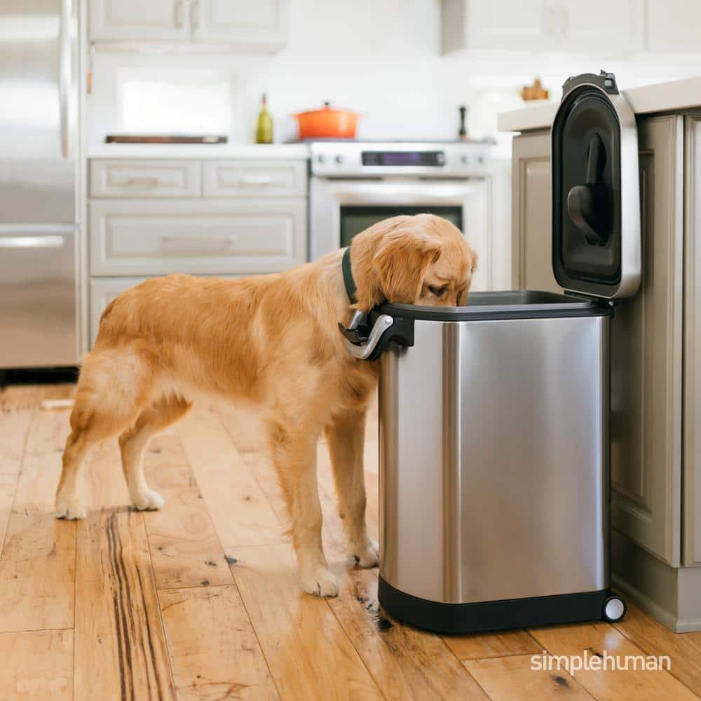 simplehuman Pet Food Storage Container Stainless Steel for Dog Food, Cat Food, and Bird Feed