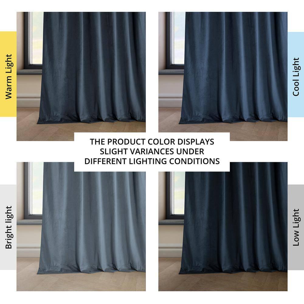 HPD Half Price Drapes London Blue Heritage Plush Velvet Room Darkening Curtains for Bedroom & Living Room Curtains (1 Panel), Window Curtains 108 inches long, Rod Pocket Curtains & Drapes, 50W X 108L
