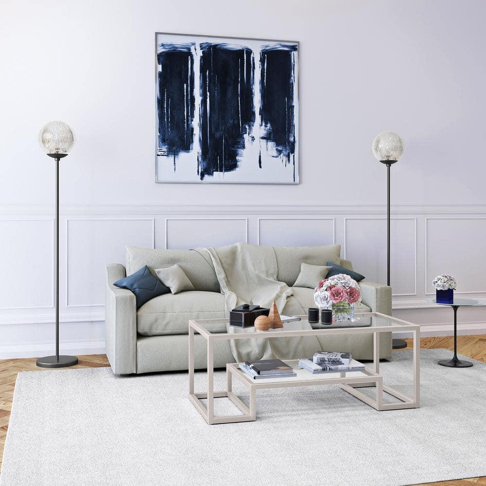 Evelyn&Zoe Oula 66" Tall Floor Lamp with Glass Shade, Blackened Bronze/Mercury Glass