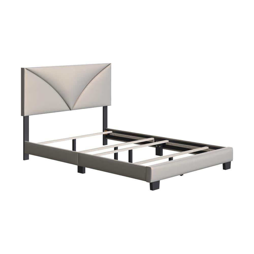 Boyd Sleep Cornerstone Faux Leather Upholstered Platform Bed, Silver, Full