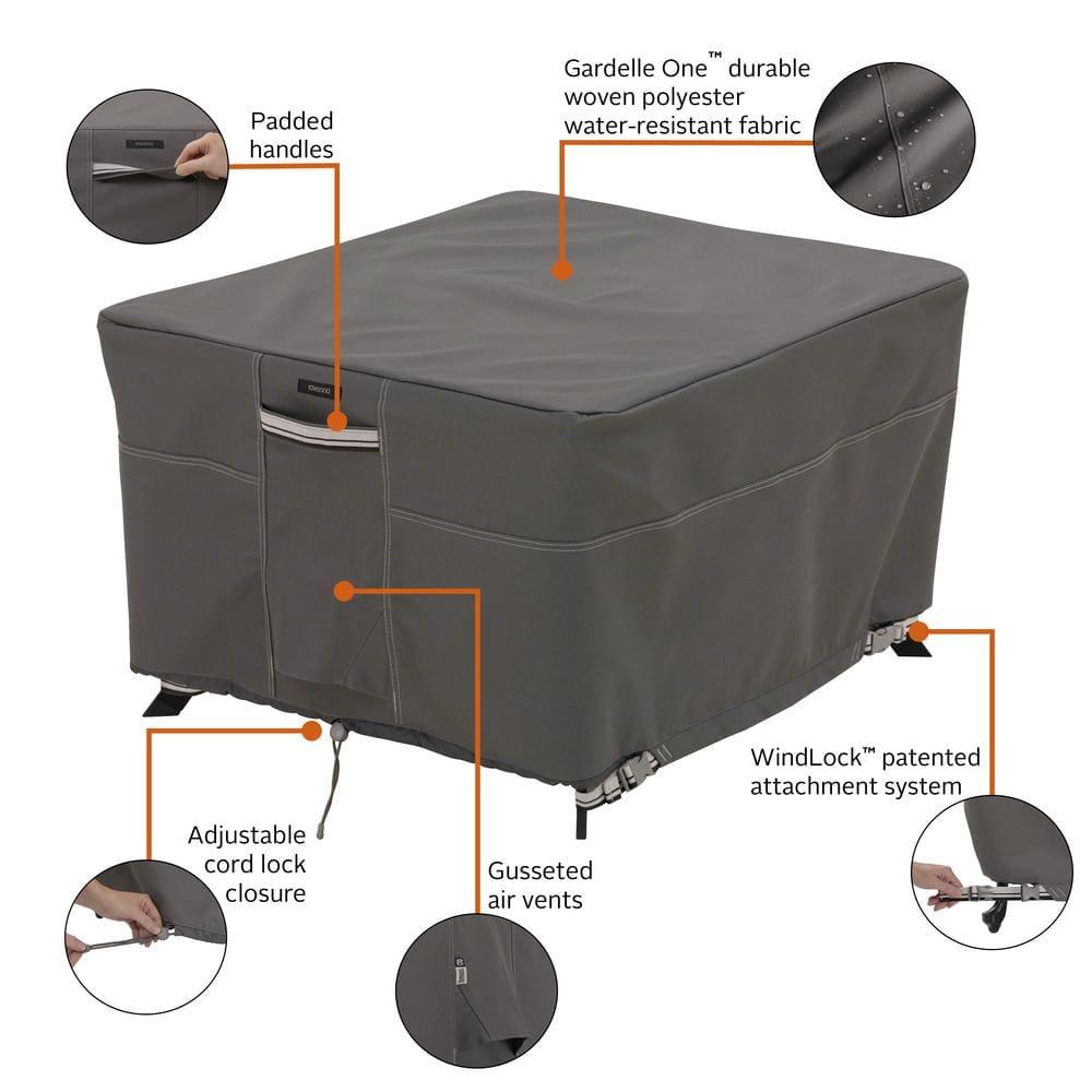 Classic Accessories Ravenna Water-Resistant 60 Inch Square Patio Table Cover