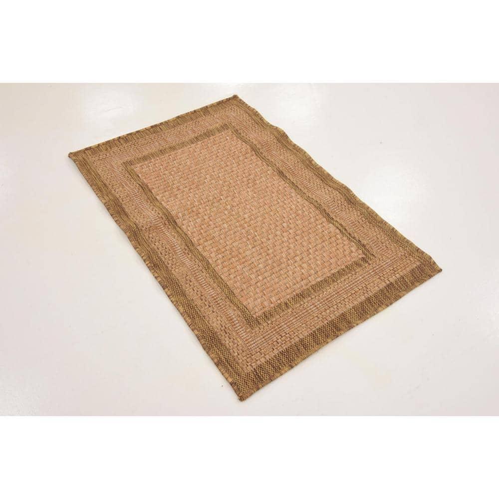 Unique Loom 2' 2 x 3' 0 Tan Outdoor Border Multi Border Area Rug