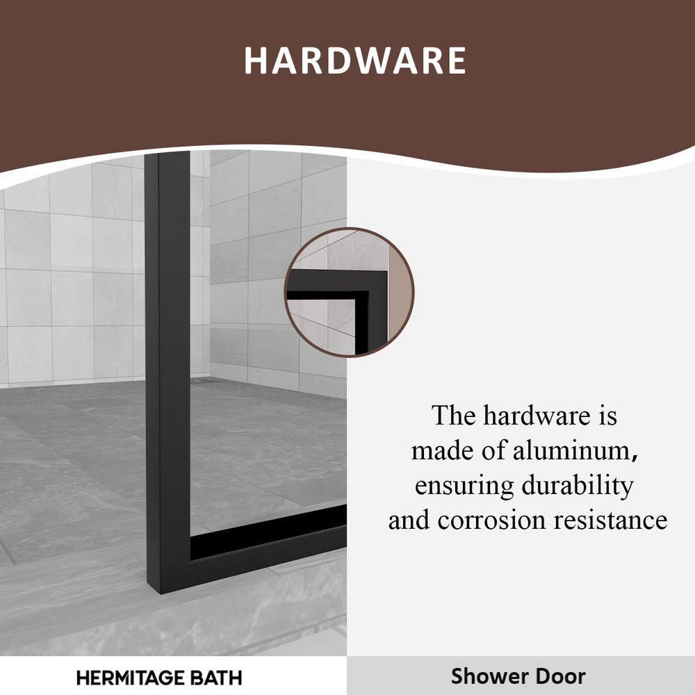 Hermitage Bath Hilma 34 In. W X 72 In. H Fixed Framed Shower Door In Matte Black Finish With Patterned Glass 1010A-HBMB