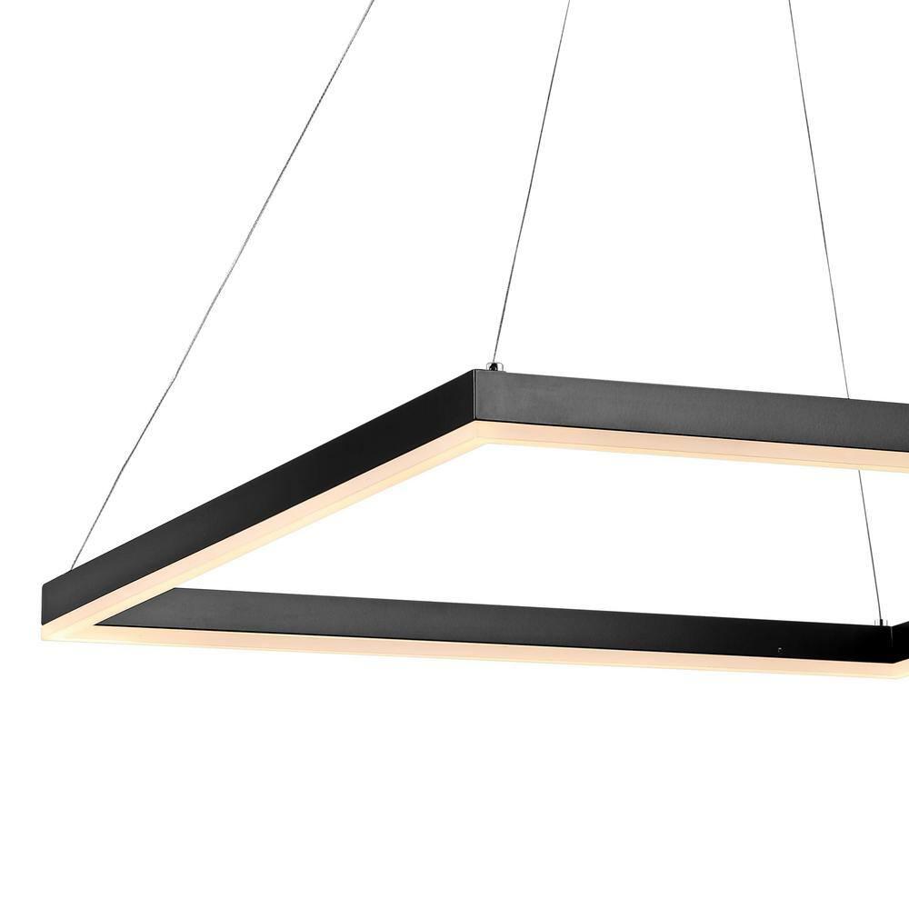 Nero 23.63" Square Contemporary Modern Metal Integrated LED Pendant Light, Black
