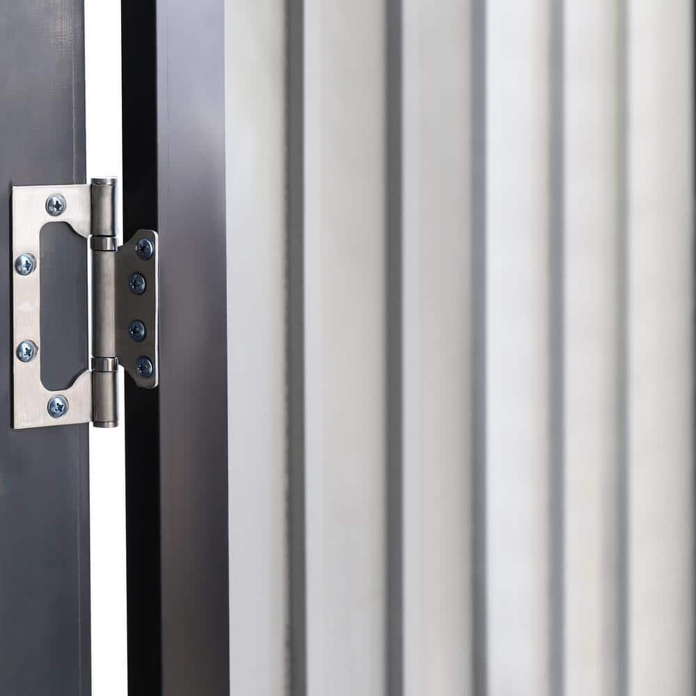 VEIKOUS 8'x10' Outdoor Storage Shed, Metal Tool Storage Sheds 80 sq ft, w/Lockable Door & Air Vent, Grey