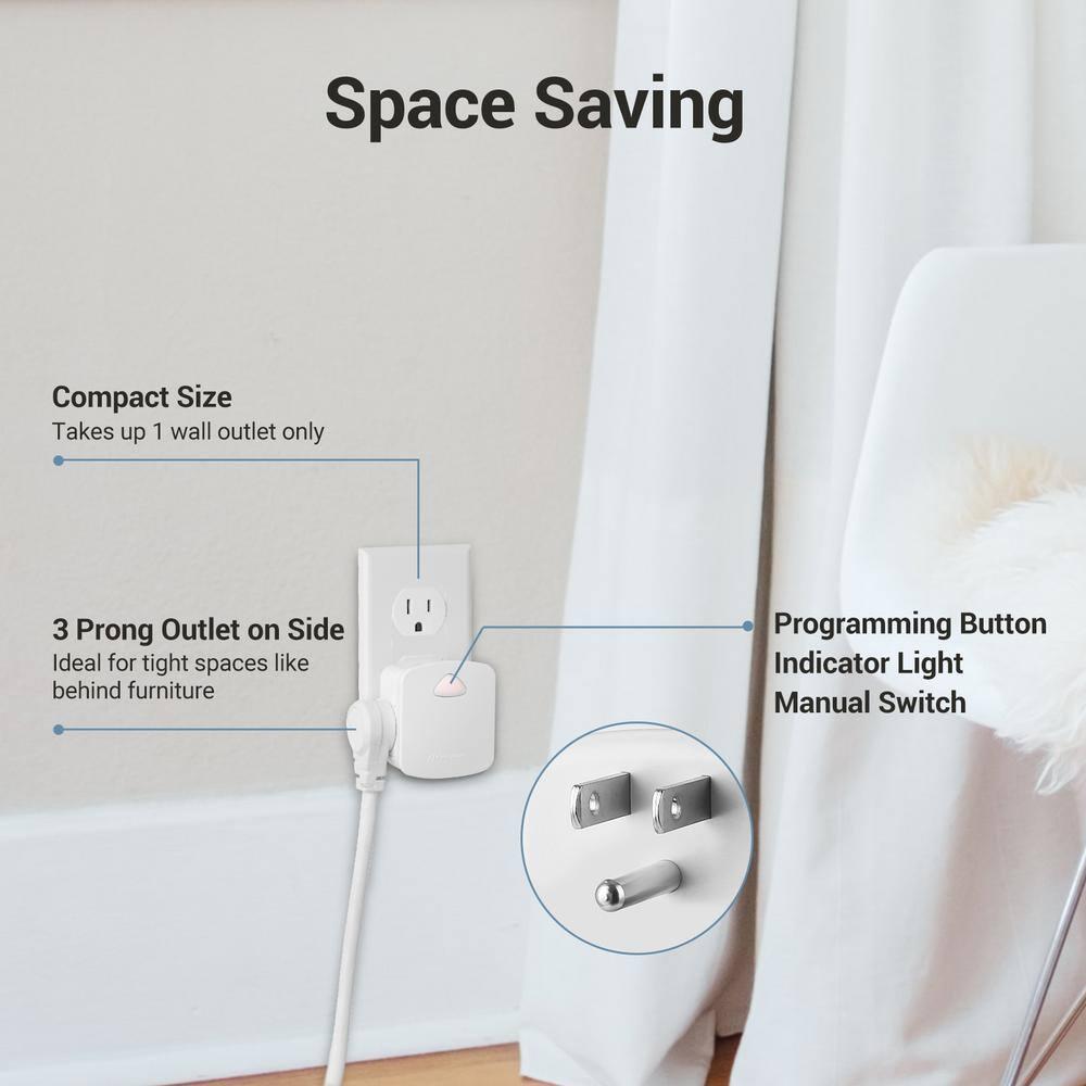 DEWENWILS Indoor Remote Control Outlet, Wireless Electrical Outlet Switch, 100 FT Range,  Compact Side Plug, ETL Listed, White