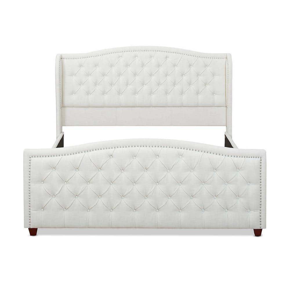 Jennifer Taylor Home Marcella Tufted Wingback King Bed Antique White