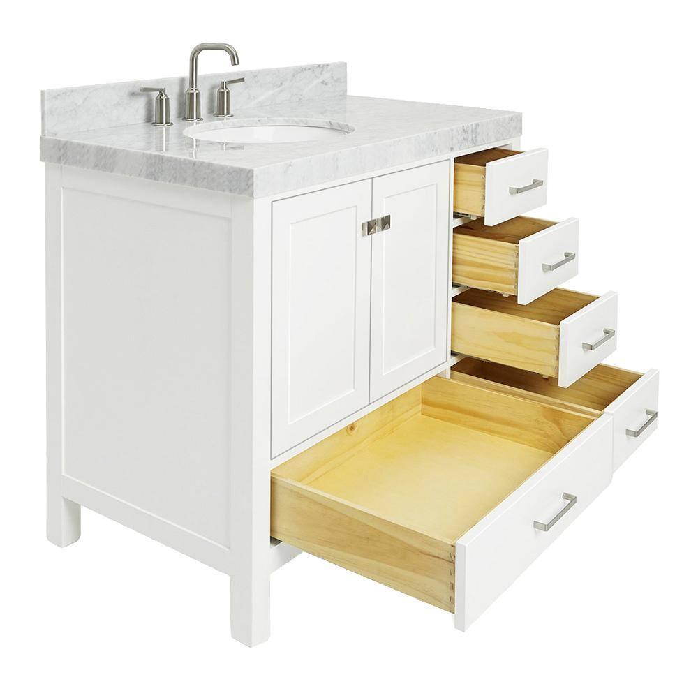 Cambridge 42'' Single Bathroom Vanity with Carrara Marble Top