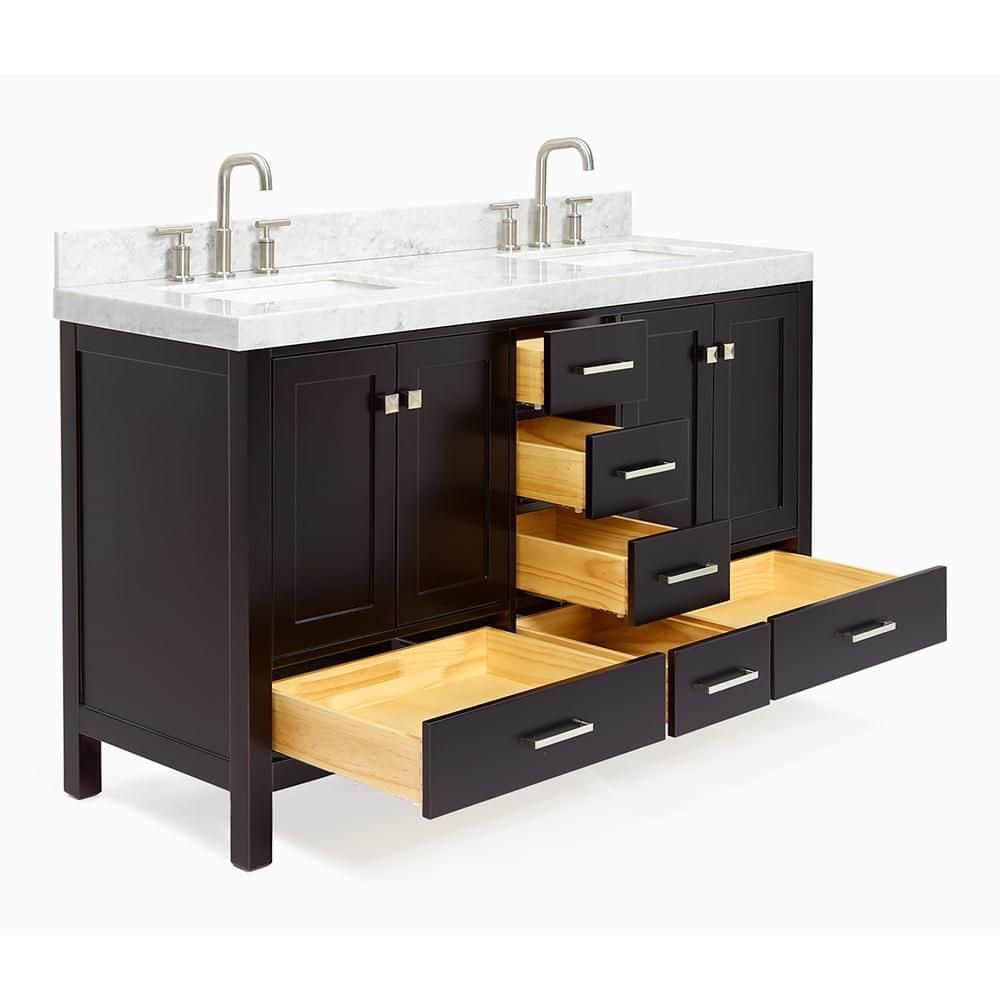 Cambridge Double Bathroom Vanity with Carrara Marble Top