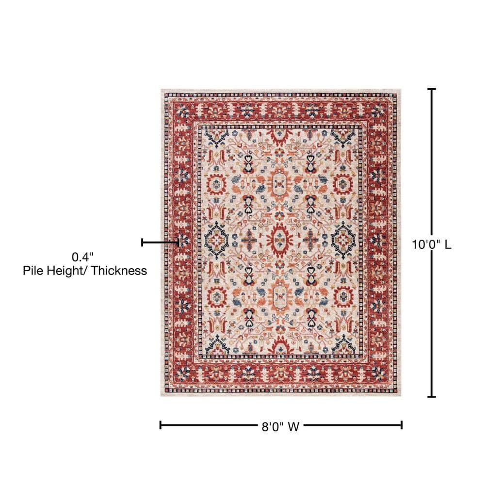 Charleston CHL412 Loomed Indoor Area Rug - Ivory/Red - 8'x10' - Safavieh