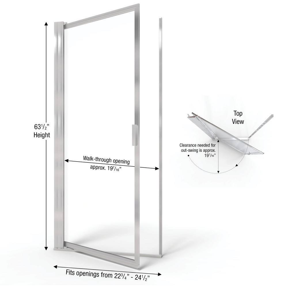 Sopora 22.75" W x 63.5" H Pivot Framed Shower Door