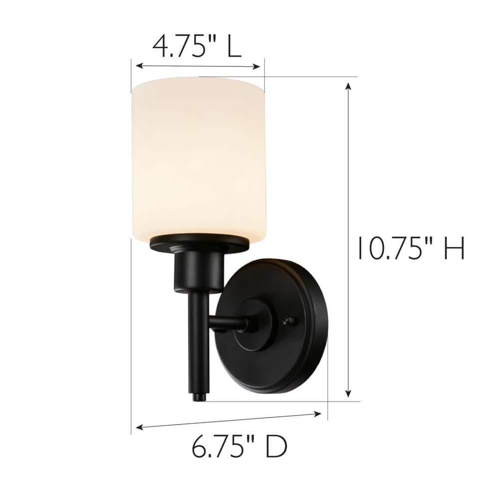 Design House 588210 Aubrey Transitional 1-Light Indoor Wall Light Dimmable Frosted Glass for Hallway Foyer Bathroom, Matte Black