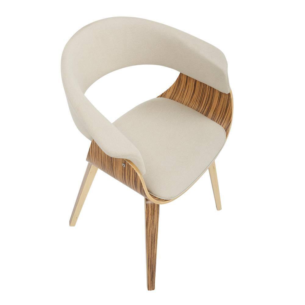 LumiSource Zebra Wood, Cream Fabric Vintage Mod Chair