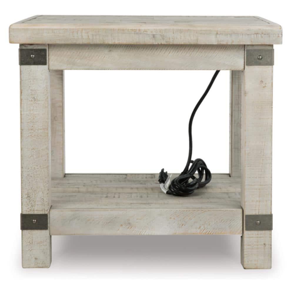 Carynhurst Rectangular End Table White - Signature Design by Ashley: Farmhouse Style, Distressed Finish, Storage Shelf