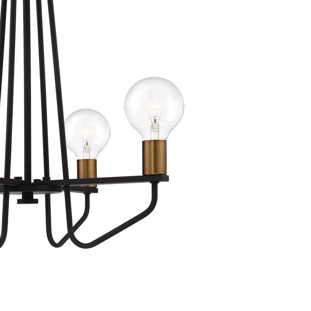Ravella Black Mini Plug-in Chandelier with Brass Accents