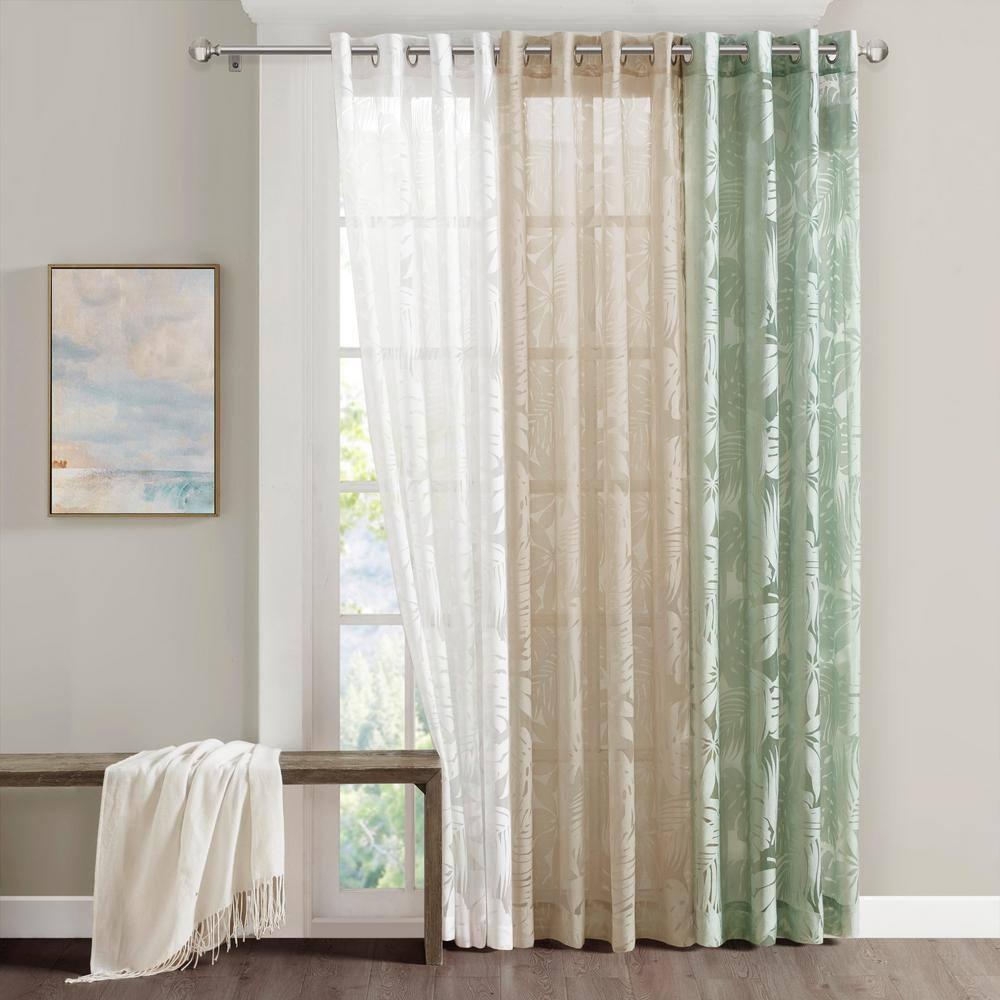 Madison Park Leilani Palm Leaf Burnout Single Window Sheer