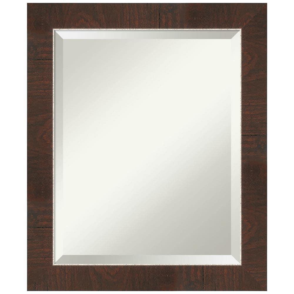 Amanti Art Beveled Bathroom Wall Mirror - Wildwood Brown Frame Wildwood Brown Narrow Outer Size: 19 x 23 in
