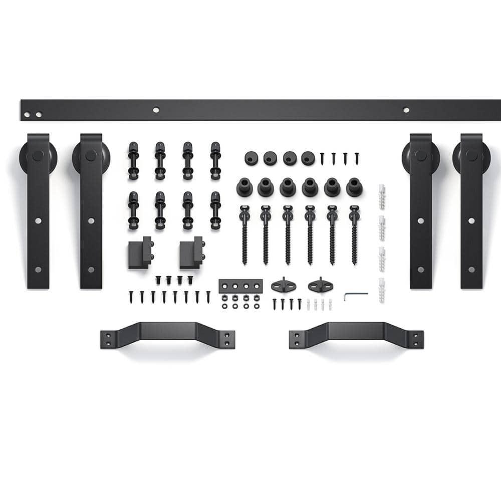 Unfinished Knotty Pine Wood Sliding Barn Door with Hardware Kit