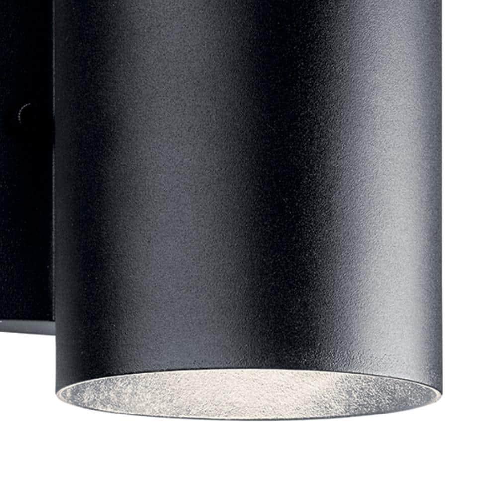 Independence 7 in. 1-Light Textured Black Outdoor Hardwired Wall Cylinder Sconce with Integrated LED (1-Pack)